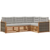 vidaXL Zunanja garnitura za sedenje 4 pcs Naravna in svetlo siva, (5000282400) | Shoptok.si