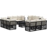 vidaXL Vrtna sedežna garnitura 13 pcs Črna poli ratan, (5000270640) | Shoptok.si