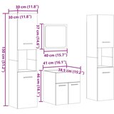  4-dijelni set kupaonskog namještaja siva boja betona drveni | shoptok.hr