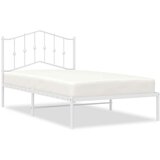 Metalni Kovinski posteljni okvir z vzglavjem bel 100x190 cm, (21059178) | Shoptok.si