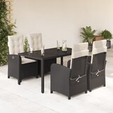  5-dijelni vrtni blagovaonski set s jastucima od poliratana crni Crna 150 cm table length | shoptok.hr
