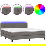 Maison Chic Box spring postelja - Vzmetna postelja z vzmetnico LED siva 180x200cm umetno usnje SL21969, (21892266) | Shoptok.si