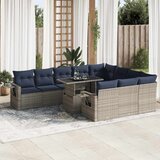  11-dijelni set vrtnih sofa poliratan i bagrem s jastucima sivi | shoptok.hr