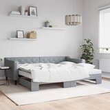 vidaXL Izvlečna dnevna postelja z vzmetnicami sv. siva 90x200 cm blago Cene