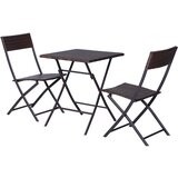 Outsunny Set vrtnega pohištva iz ratana, 1 miza za kavo in 2 zložljiva vrtna stola, 3 kosi, rjave barve, (20752836) | Shoptok.si