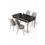 Hanah home Rasklopivi trpezarijski sto i stolice (5 delova) Nira Black Marble Chrome Grey | Eponuda.com
