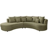 Livetastic Wohnlandschaft inkl. Hocker, rebrasti žamet olivno zelena | Shoptok.si