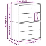  Ormari s 2 ladice 2 kom boja hrast 60x31x40cm konstruirano drvo | shoptok.hr