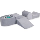MeowBaby 4-delni penasti igralni komplet ® Foam Playground z majhnim bazenom za žoge, 100 žog, žamet, svetlo siva: siva/bela/turkizna, (21295240) Cene