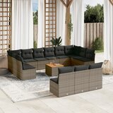 vidaXL 14-dijelni set vrtnih sofa od poliratana s jastucima sivi Cijene