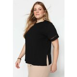 Trendyol Curve Plus Size T-Shirt - Black - Regular fit Cene