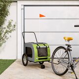 vidaXL Prikolica za bicikl za ljubimce zeleno-siva tkanina i željezo | shoptok.hr