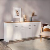 XORA komoda, bela, barve hrasta | Shoptok.si