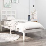 Maison Chic Posteljni okvir - Enojna postelja - Postelja za odrasle bel iz trdnega lesa 90x200 cm-J6359, (21759841) | Shoptok.si
