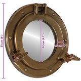  Zidno ogledalo s prozorčićem Ø23 cm aluminij i staklo | shoptok.hr