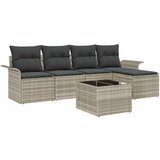 VidaXL Vrtna sedežna garnitura z blazino 6 pcs Svetlo siva poli ratan, (5000154602) Slike