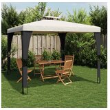 vidaXL Sjenica s dvostrukim krovom krem 2 98 x 2 98 čelična | shoptok.hr