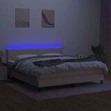  Box spring postelja z vzmetnico LED krem 180x200 cm blago | Shoptok.si
