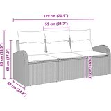  Sjedeća garnitura za vrt 3 pcs Crna i tirkizna Poli ratan | Eponuda.com