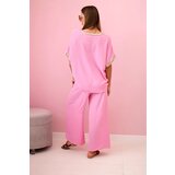 Kesi Włoski Viscose set with golden trim light pink | Shoptok.si