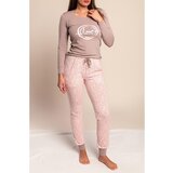 Fenzy Dolga Pižama S Potiskom, Svetlo Rjava | Shoptok.si