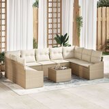 vidaXL Vrtni Kauč Set Set od 10 Krem Ratan Set za blagovanje u vrtu | shoptok.hr