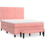  Box spring postelja z vzmetnico roza 140x200 cm žamet, (20893334) | Shoptok.si
