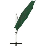 Konzolni suncobran sa stupom i LED svjetlima 300 cm zeleni | shoptok.hr