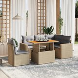 The Living Store Vrtna sedežna garnitura 6-delna z blazinami bež poli ratan - Vrtna Sedežna Garniture, (21478905) | Shoptok.si