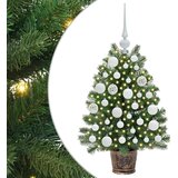 vidaXL Umjetno božićno drvce s 150 LED svjetlima Zelena 75 cm PE i PVC - 75 cm s LED-icama i bijelim kuglicama Cijene