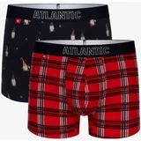 Atlantic Men's Boxer Shorts 2Pack - Dark Blue/Red