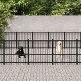  Zunanji pasji boks jeklo 22,58 m² - - črna - 92.65 - 582 x 388 x 100 cm - | Shoptok.si
