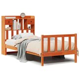  Knjižna postelja brez vzmetnice vošč. rjava 75x190 cm borovina, (21653696) | Shoptok.si