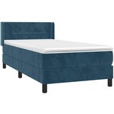 Box spring krevet s madracem tamnoplavi 90x190 cm baršunasti | shoptok.hr