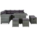Maison Chic Seti vrtnega pohištva - Vrtna garnitura - Vrtni pohištvo set z blazinami 6-delna poli ratan siva, (21796374) | Shoptok.si