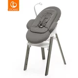 Stokke otroški stolček steps™ hazy grey legs/white seat + gugalni ležalnik steps™ white deep grey