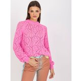 Fashion Hunters Classic pink openwork sweater with wool RUE PARIS Cene