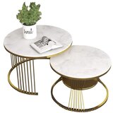 Master Stolovi okrugli dekorativni set 2/1 Mramor zlatni-bijeli 670-GD | Eponuda.ba