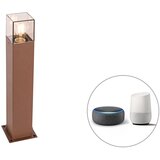 QAZQA Pametna stoječa zunanja svetilka rjasto rjava 50 cm vključno z WiFi P45 - Danska | Shoptok.si