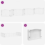 vidaXL Ograda za pse z vrati zložljiva 8 panelov bela 640 cm les | Shoptok.si