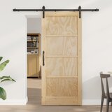  Klizna vrata Prirodna i crna 86 x 198,5 cm Masivna borovina | shoptok.hr