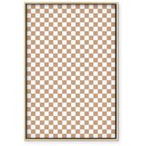  Slika - Checkerboard Pattern - Brown-White Grid with a Subtle Noise 80x120 U prirodnom drvenom okviru | shoptok.hr