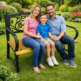  Vrtna klupa za park, terasu, metalna, drvena, za 2 osobe, 118 cm | shoptok.hr