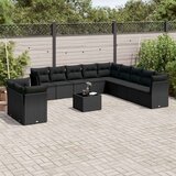  12-dijelni set vrtnih sofa od poliratana s jastucima crni Cijene