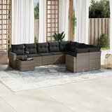  10-dijelni set vrtnih sofa od poliratana s jastucima sivi | shoptok.hr