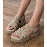 Gemre Dark beige gladiator platform sandals Hartos | Shoptok.si