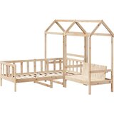 vidaXL Dnevna postelja s klopjo in streho 90x190 cm trdna borovina, (21251294) | Shoptok.si