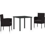  Vrtni set za objed s jastukom 3 pcs Crna poliratan | shoptok.hr
