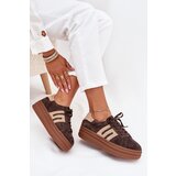 Boto Women's Platform Sneakers Made Of Natural Suede Chocolate Eldira | Eponuda.ba