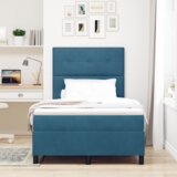 Box Spring Krevet s Madracem Tamno Plave Boje 120x200 cm Baršun | shoptok.hr